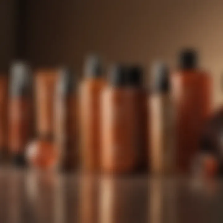 Collection of tanning products arranged aesthetically