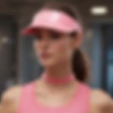 Alo Visor Pink worn during an active lifestyle