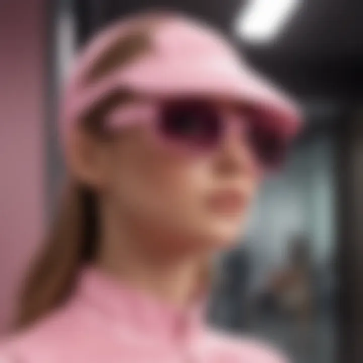 Alo Visor Pink displayed in a contemporary fashion setting