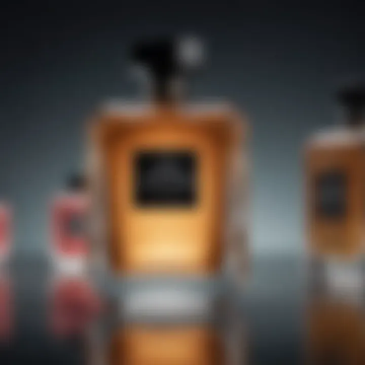 A close-up of popular fragrance brands displayed elegantly