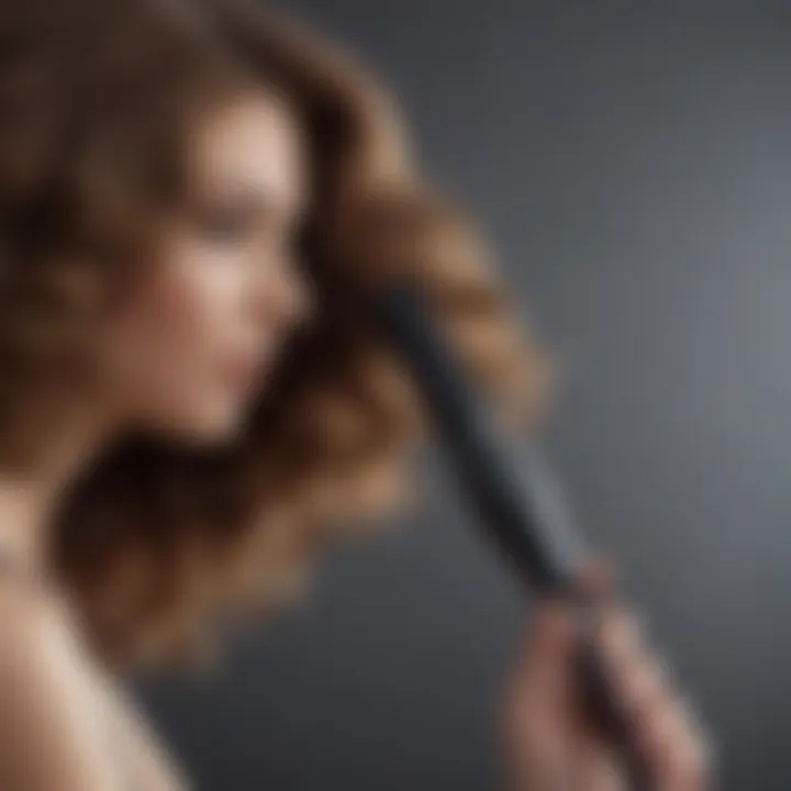 Close-up of curling wand technology and features