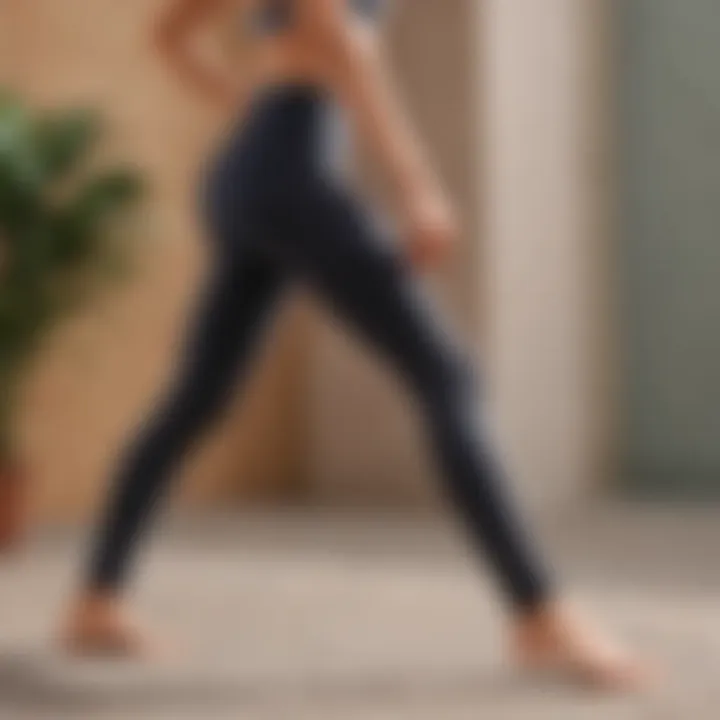 Yoga enthusiast wearing Athleta yoga pants during a session.