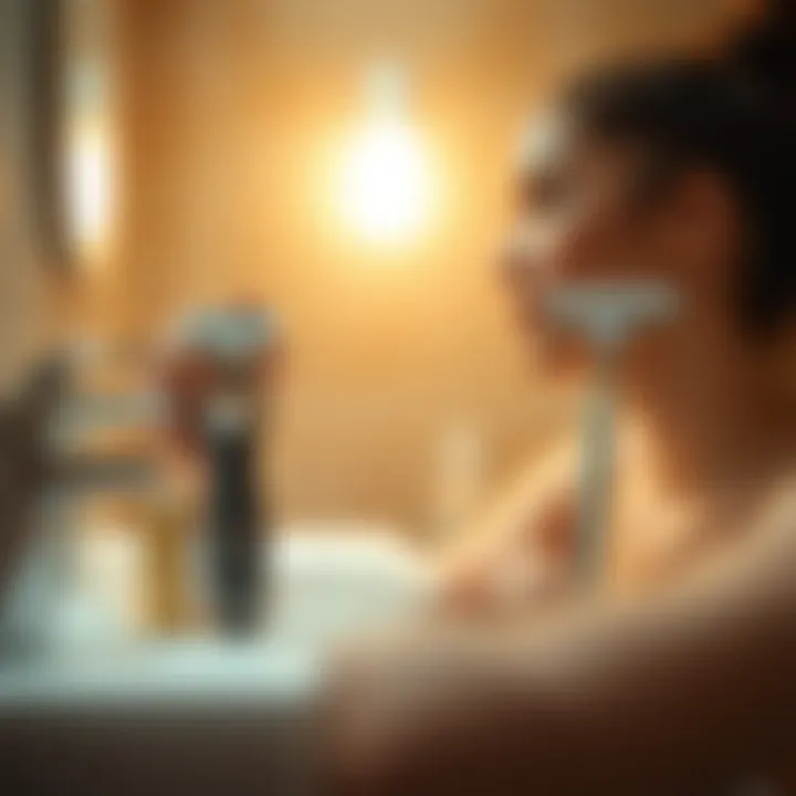 Comparison of battery shaver and traditional razor side by side