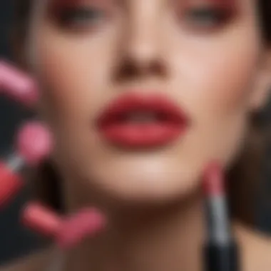 A mood board displaying various lip colors and beauty standards.