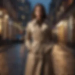 Stylish trench coat displayed in an urban setting