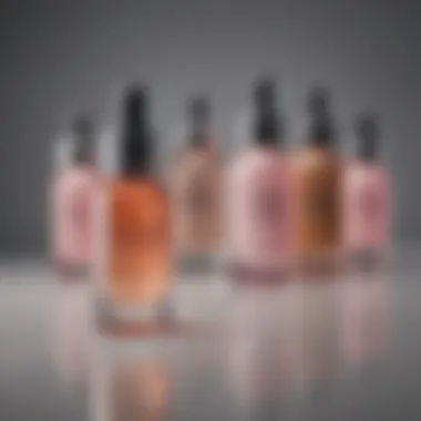 An aesthetically pleasing arrangement of recommended antioxidant serums with a soft-focus background.