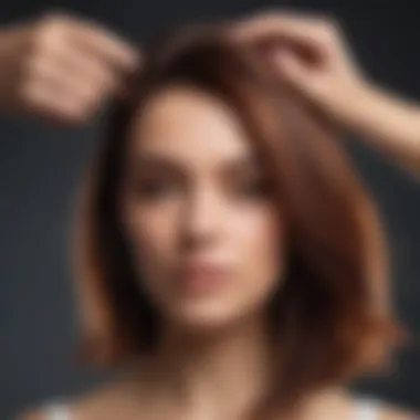 Woman applying temporary hair color with a brush