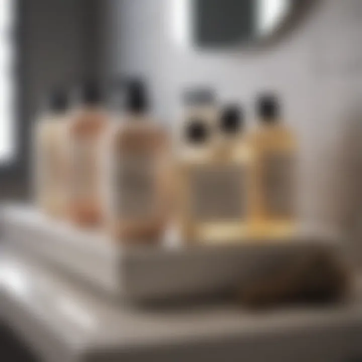 Stylish bathroom shelf featuring Davines hair care products