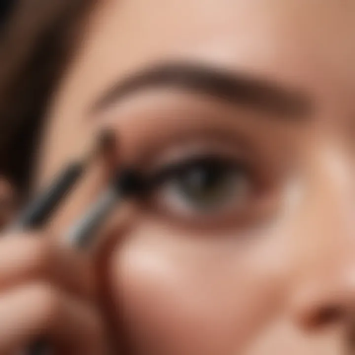 Close-up of makeup brush applying eyeshadow