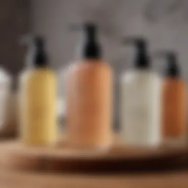 Variety of face cleansers displayed on a wooden surface