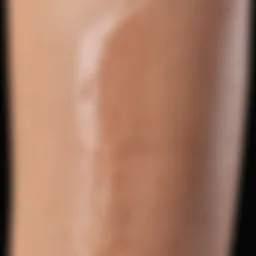 Close-up of a foundation swatch on combination skin