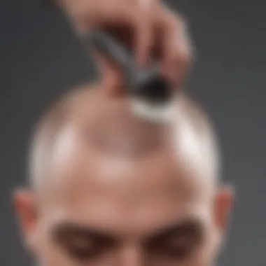 Close-up of a person shaving their head