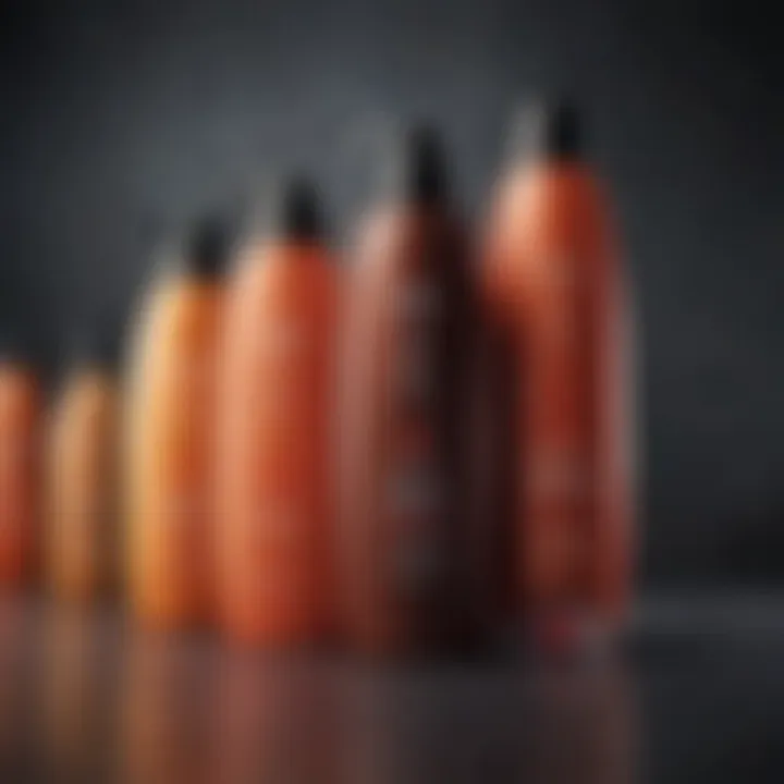 Different types of heat protectants arranged aesthetically