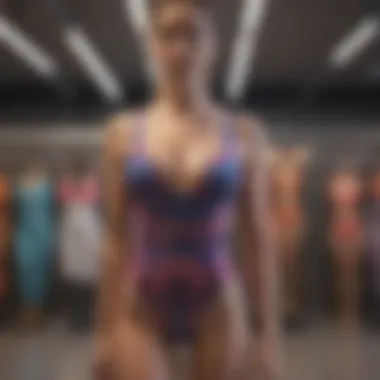 Vibrant swimwear collection displayed on a rack