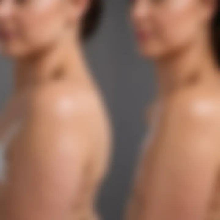 Before and after comparison of skin post-laser treatment