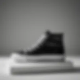 Chic black and white sneakers displayed on a minimalist background
