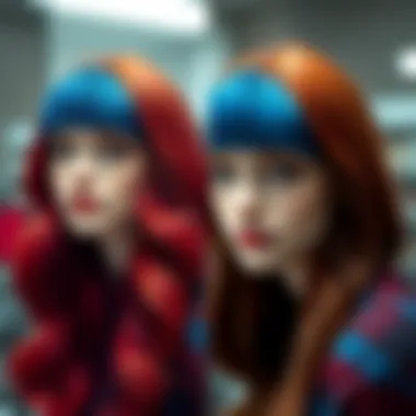 Before and after comparison of red hair using blue shampoo