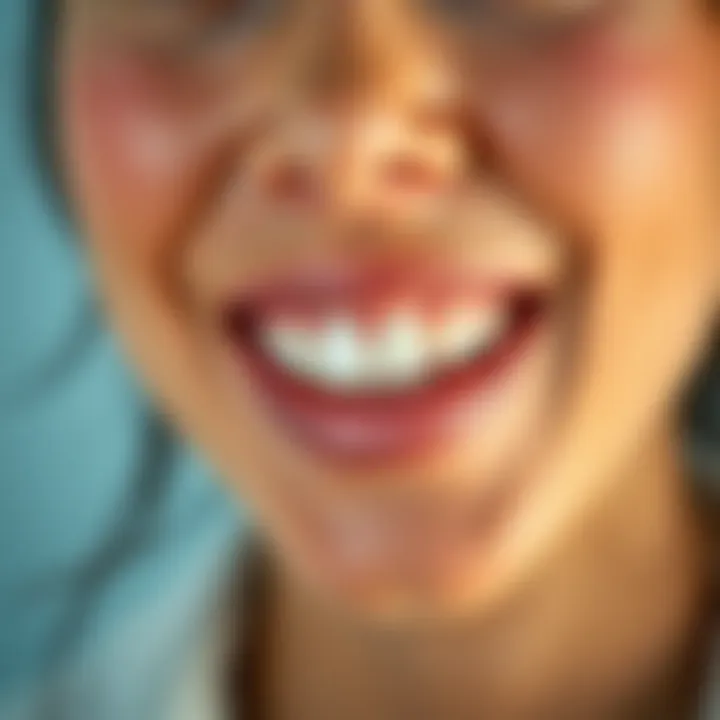 A close-up of a bright smile showcasing whitened teeth.