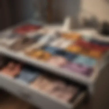 Neatly organized silk clothes in a dresser