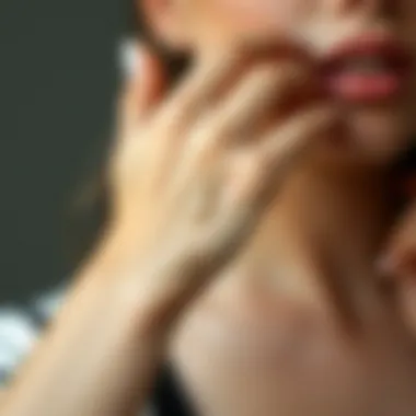 Swatch of foundation on a skin tone with visible pores