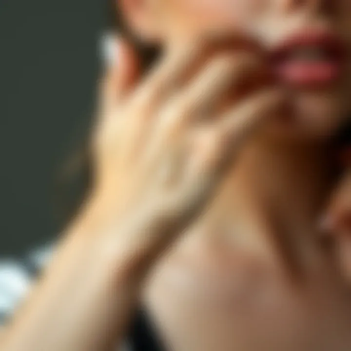 Swatch of foundation on a skin tone with visible pores