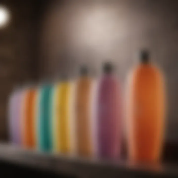 Selection of various shampoo bottles