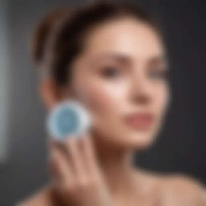 Close-up view of facial massager in use on a serene face