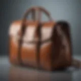 A stylish leather handbag on a minimalist background