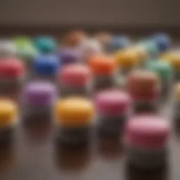 Beautifully arranged lip balms in various colors and textures