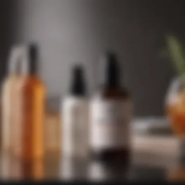 A close-up of recommended skincare products specifically designed for treating back acne, highlighting their key ingredients.