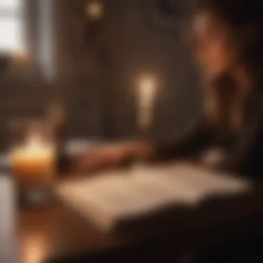 Candlelit Discussion Over Books Two books opened on a table with soft candlelight