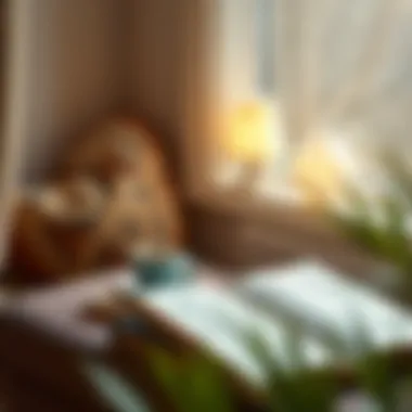 A cozy nook with a cup of tea and an open book