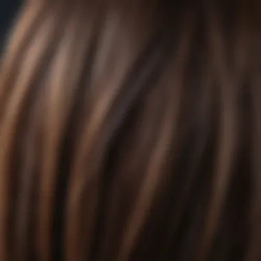 Close-up of hair strands nourished by castor oil treatment