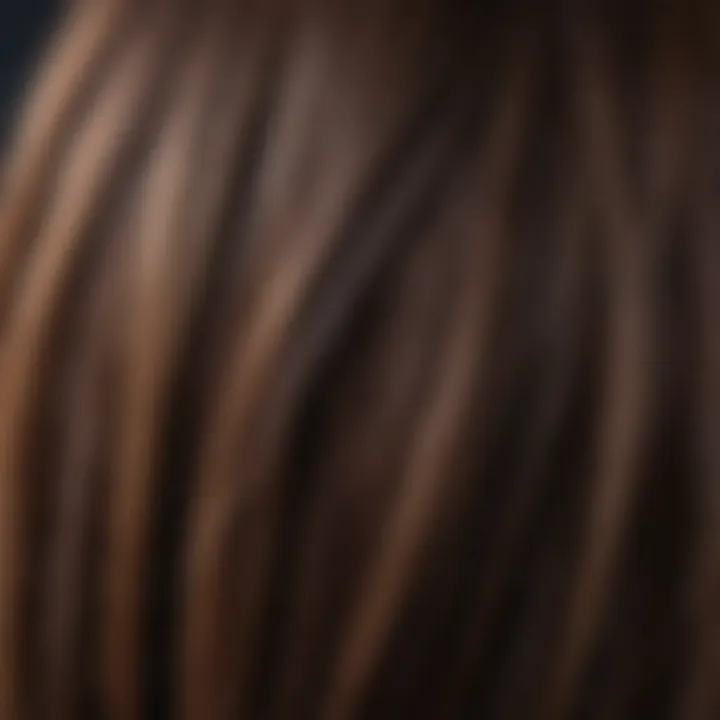 Close-up of hair strands nourished by castor oil treatment