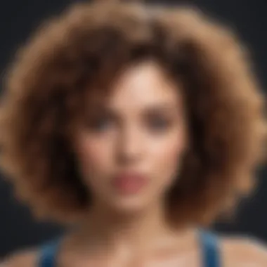 A woman showcasing her beautifully defined curls with a glossy finish.