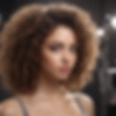 A stylist applying anti-frizz treatment to enhance curly hair.