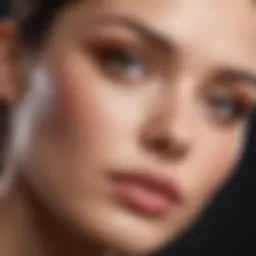 Close-up of flawless skin with makeup applied expertly to conceal blemishes