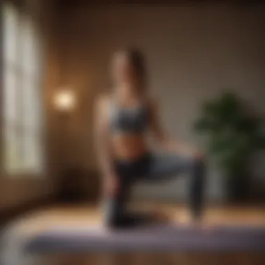 An individual practicing yoga as a way to reduce stress and improve skin health