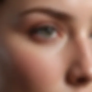 Close-up of clear skin texture highlighting nose area.