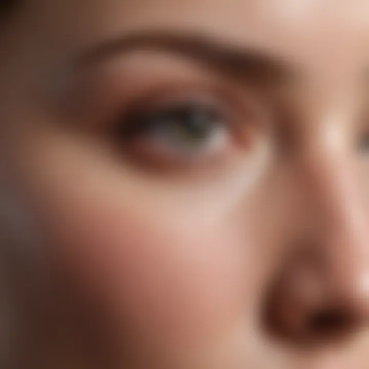 Close-up of clear skin texture highlighting nose area.