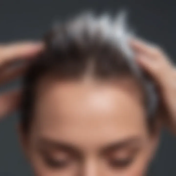 Scalp examination highlighting dandruff