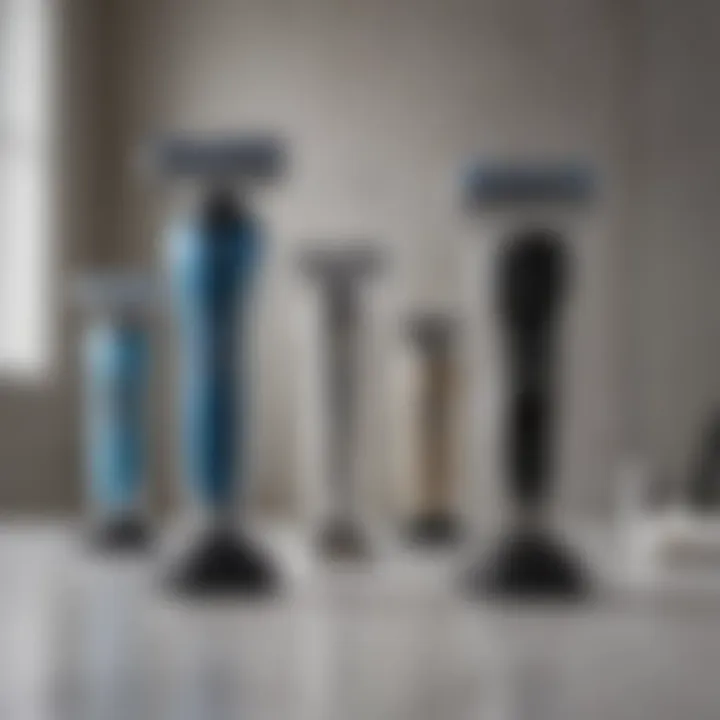 Different types of electric razors on a countertop