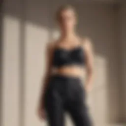 Stylish crop top paired with high-waisted trousers