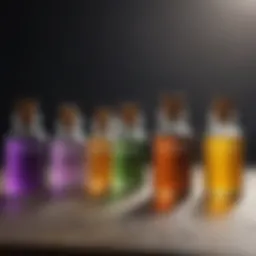 A calming blend of various essential oils in elegant glass bottles