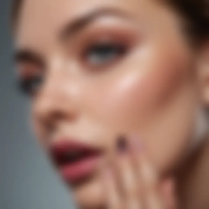 Close-up of a nail dip powder application