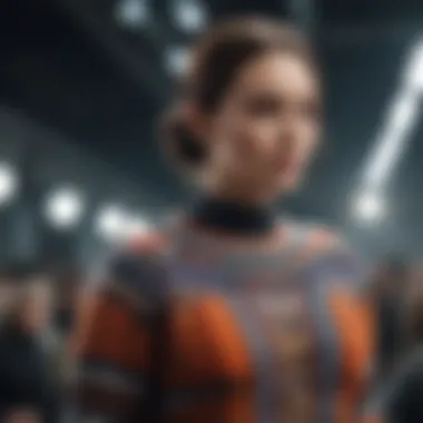 Designer Knitwear on the Fashion Runway A fashion runway featuring designer knit sweaters in various styles