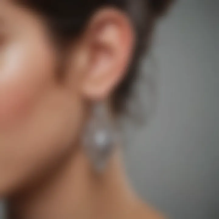 Tarnished silver earrings before cleaning