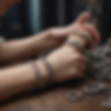Vintage silver bracelet undergoing restoration