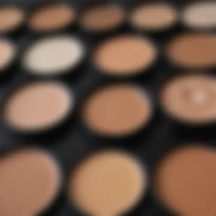 Comparison of different concealer formulations on a palette