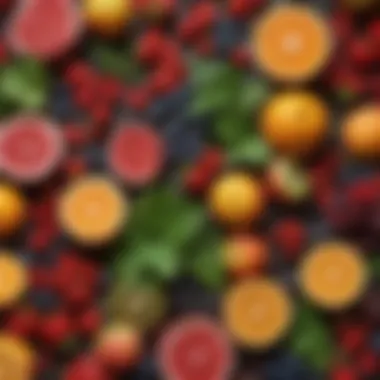 DIY Skincare Remedies A vibrant assortment of fruits and herbs symbolizing DIY skincare remedies
